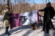 Photo 02. Banner-2016 with a Louse stitched on and Warhol of Collective Actions