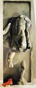«Partial Triumph II», Galeria Berini, Barcelona, 1992, installation view, male torss, oil on canvas, 199x72, plaster foot  «Частичный Триумф II», Galeria Berin, Барселона, 1992, деталь инсталляции, холст, масло, 199x72, гипс