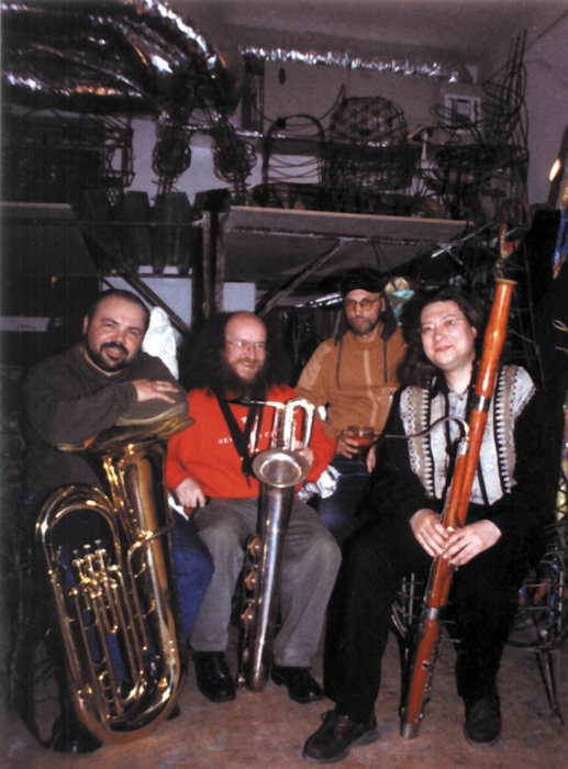 D.A.Prigov and musicians of TRI-O: Arkady Kirichenko, Sergey Letov, Alexandr Alexandrov