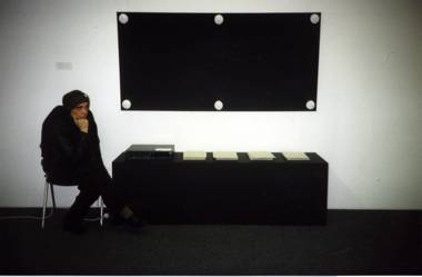 Andrei Monastyrski, INSTALLATION WITH THE EXPOSITION BOARD FROM THE OF KD ACTION «THE SCORE» 91